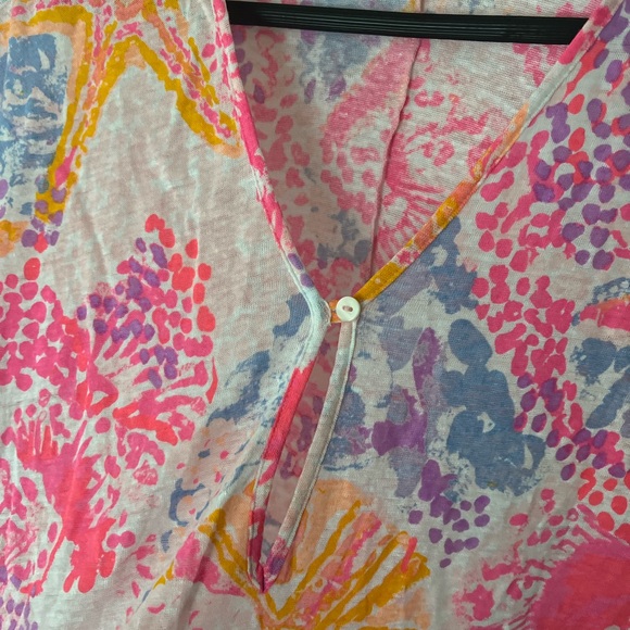 Lilly Pulitzer Balleta Linen Coverup Bohemian Beach Batwing Starfish Size XS - Picture 8 of 9